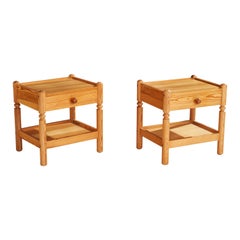 Swedish Designer, Nightstands, Pine, Sweden, 1970s