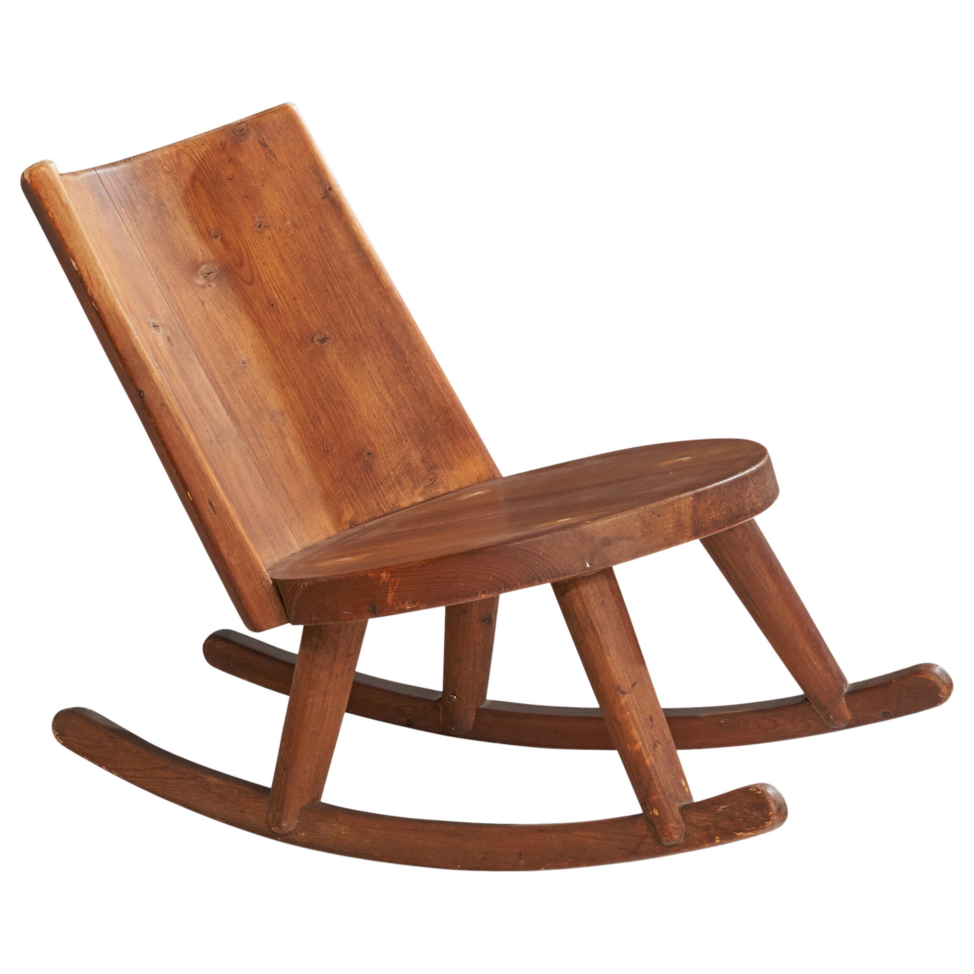 Steneby Hemslöjdsförening Attribution, Rocking Chair, Pine, Sweden, 1930s