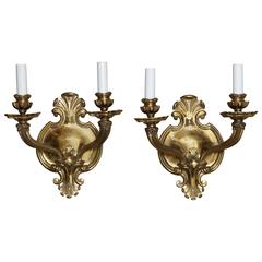 Antique Pair of Bronze Sconces Attributed to Caldwell