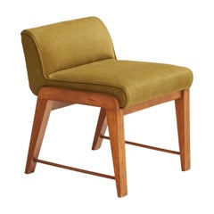 Gilbert Rohde, Hocker, Mahagoni, Stoff, USA, 1940er Jahre