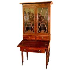 19th Century Federal Period Duncan Phyfe Style Flame Mahogany Secretary Bookcase 10