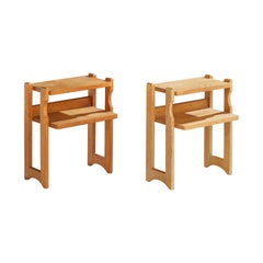 Guillerme & Chambron, Nightstands, Oak, France, 1960s