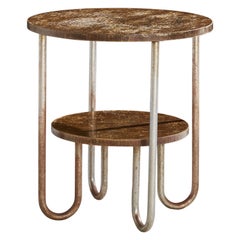Tavolino di design svedese, metallo, legno, Svezia, anni '30