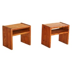 Schwedischer Designer, Beistelltische, Kiefernholz, Schweden, 1970er Jahre