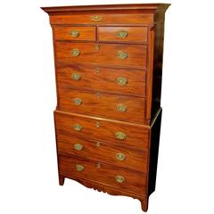 19th Century English Channel Islands George III Mahogany Chest on Chest