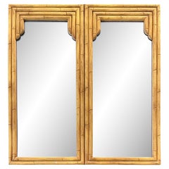 Vintage Coastal Rattan Mirror - Set of 2