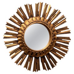 Schöner Starburst Sunburst Vergoldeter Holzspiegel, Deutschland ca. 1930er Jahre