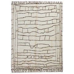Tappeto marocchino contemporaneo Beni Ourain 7.5x10 Ft realizzato in lana naturale non tinta