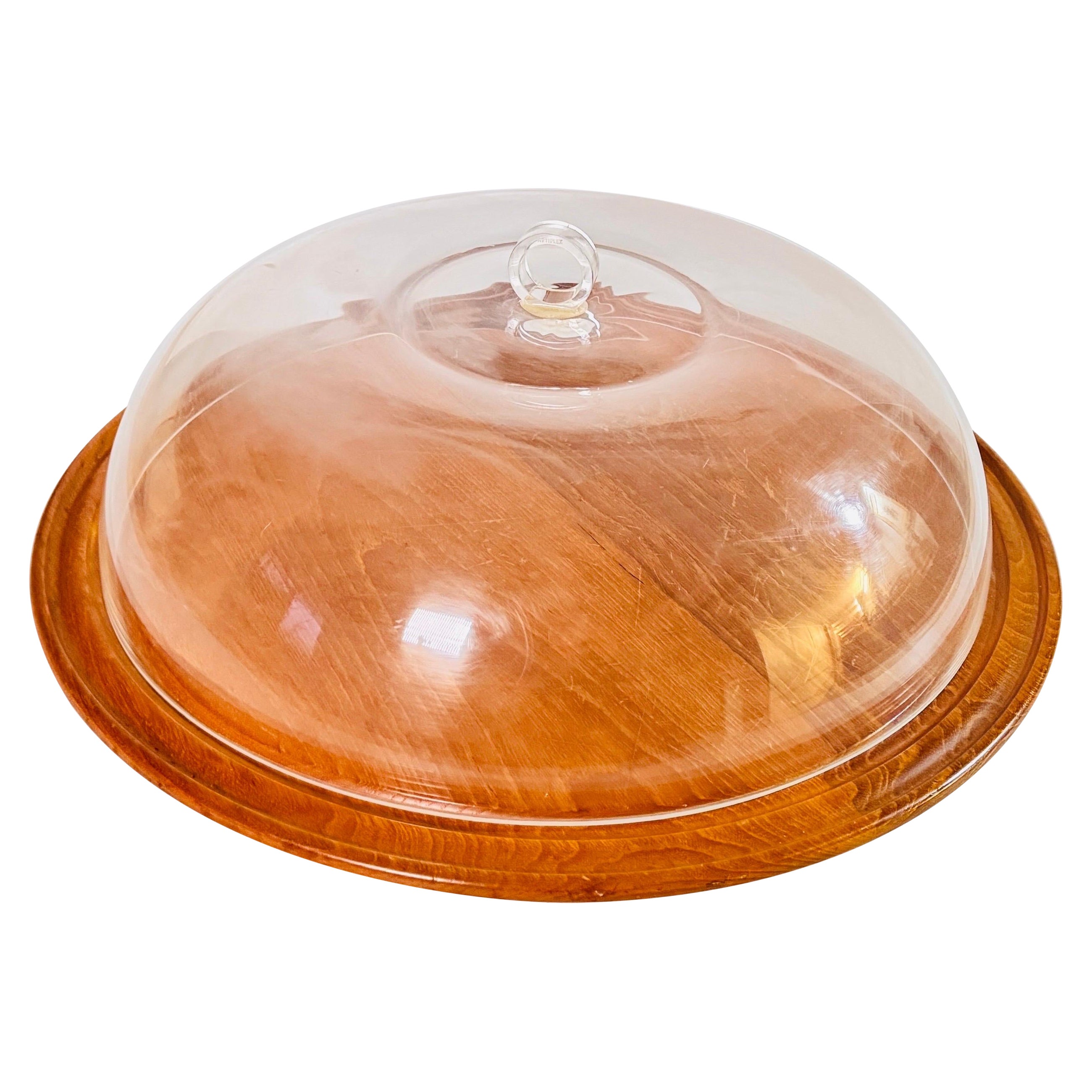 Bandeja de Servir Plato Cloche Campana para Queso o Fruta en Plástico y Madera Francia
