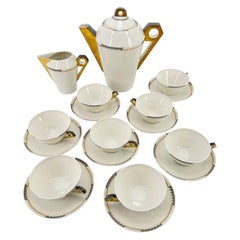 7 persons Modernist Tea Set Theodore Haviland Le Tanneur Limoges Porcelain 1929
