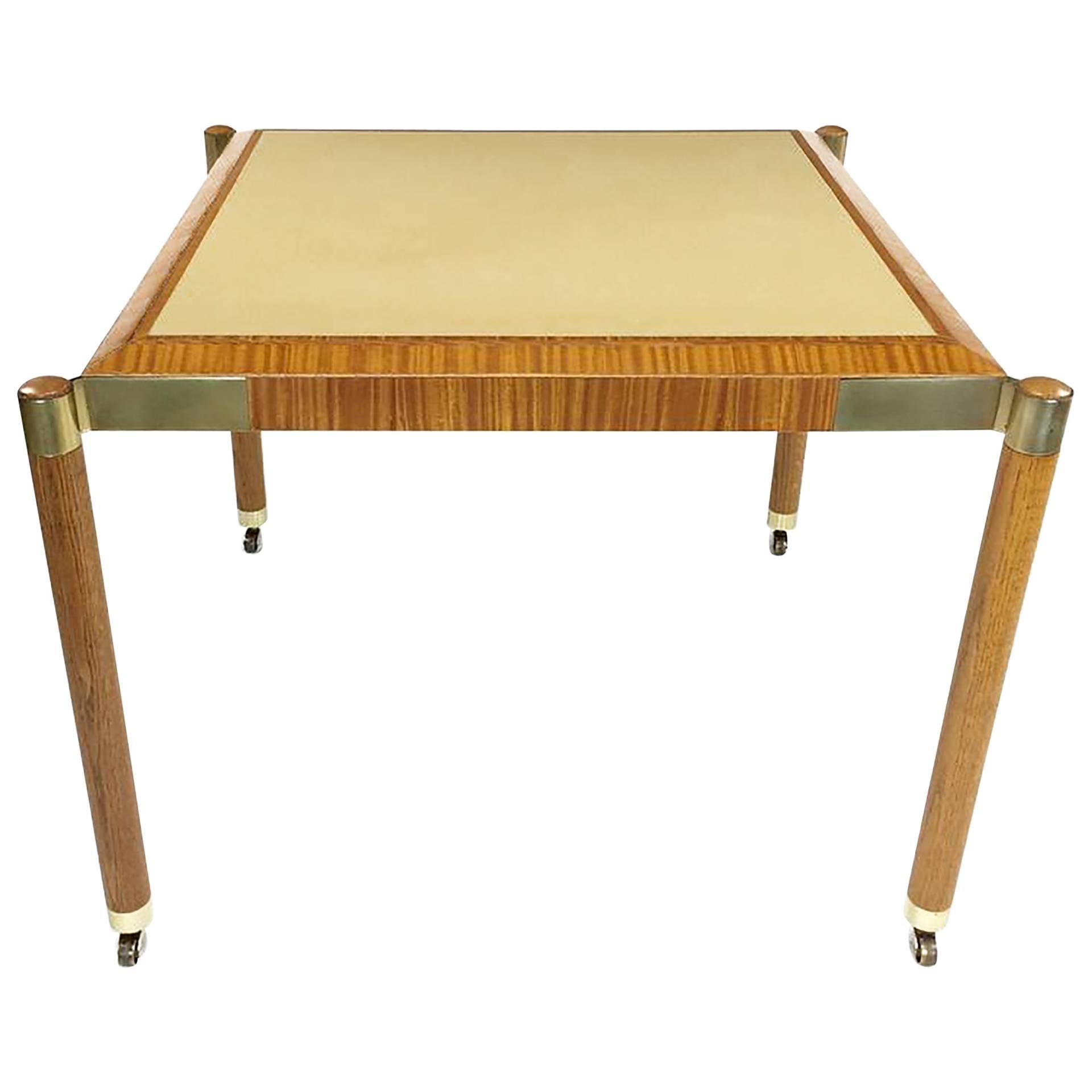 Rare John Saladino Facade Collection Leather Top Games Table for Baker