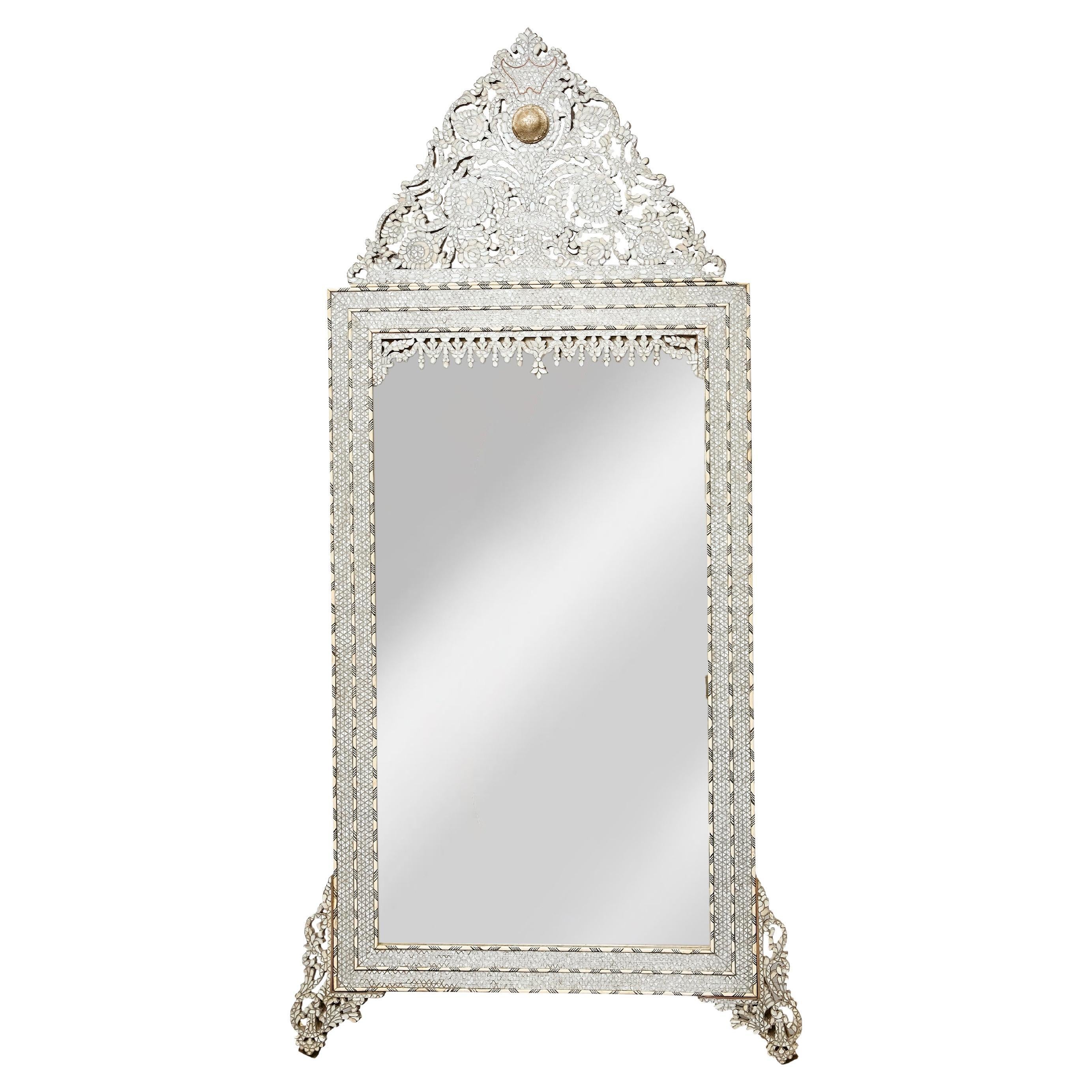 Moroccan Mirror with Bone and Mother-of-Pearl Inlay, circa 1900 For Sale