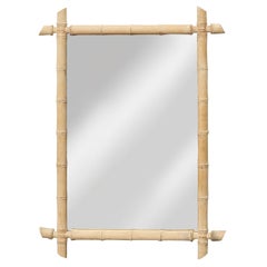 Bleached Bamboo Midcentury Mirror with Natural Finish and Coastal Style