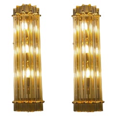 Pair of Striking Contemporary Crystal Prism Wall Sconces