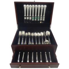 Meridiani by Ricci Sterling Silver Flatware Dinner Set Eight Service, Italy