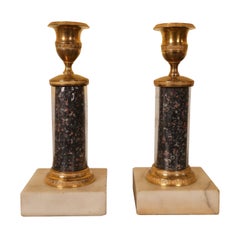 Antique Pair of Late Gustavian Candlesticks