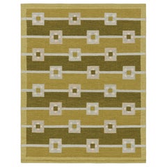 Rug & Kilim’s Scandinavian Style Rug In Chartreuse Green with Geometric Patterns