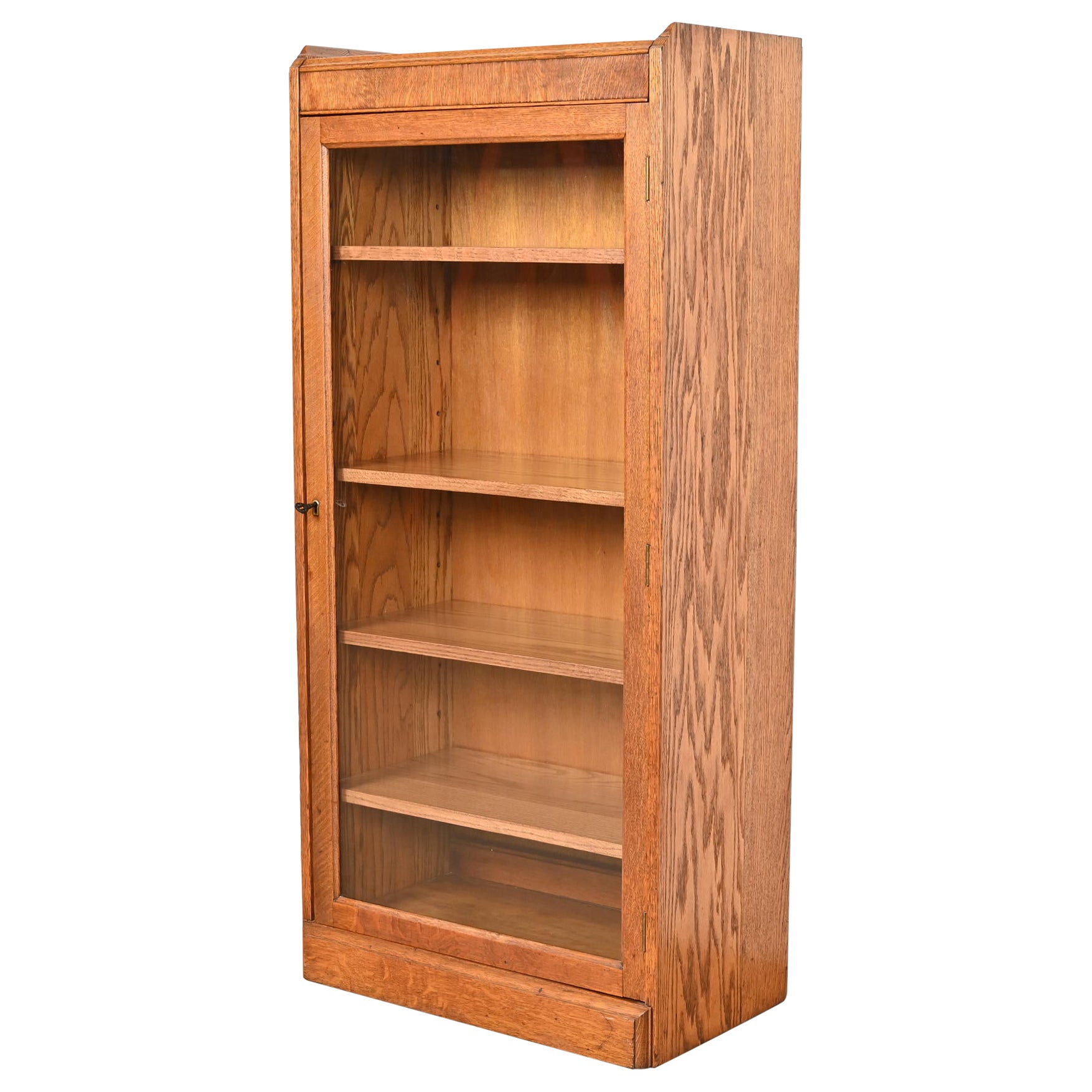Antique Arts & Crafts Oak Bookcase Cabinet, Circa 1920s