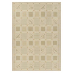 Rug & Kilim’s Scandinavian Style Rug in Pink and Cream with Geometric Patterns
