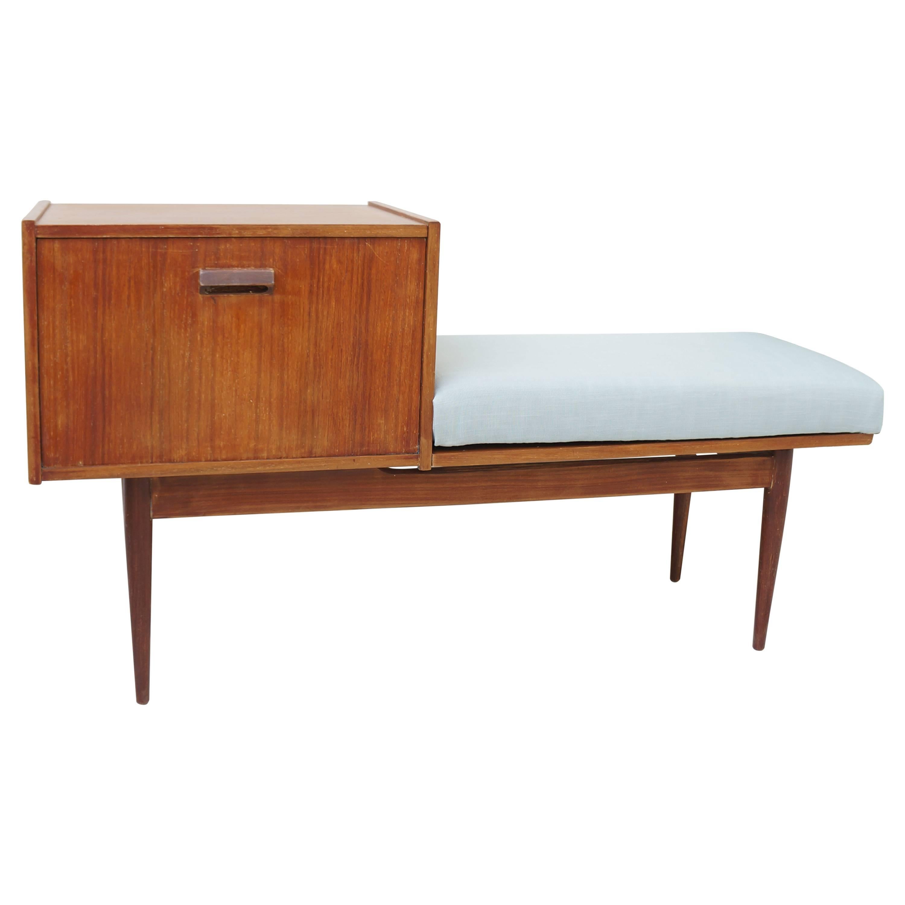 Vintage Mid-Century Telephone Cabinet Bench, 1950s