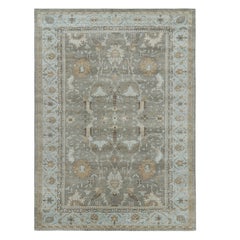 Rug & Kilim's Persian Style Rug in Gray and Blue with Floral Patterns