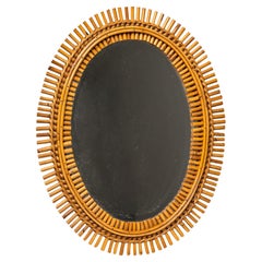 Miroir en rotin et bambou, 1950