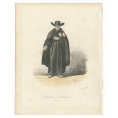 Passioniste - Litografia colorata a mano del 1862 di un monaco passionista
