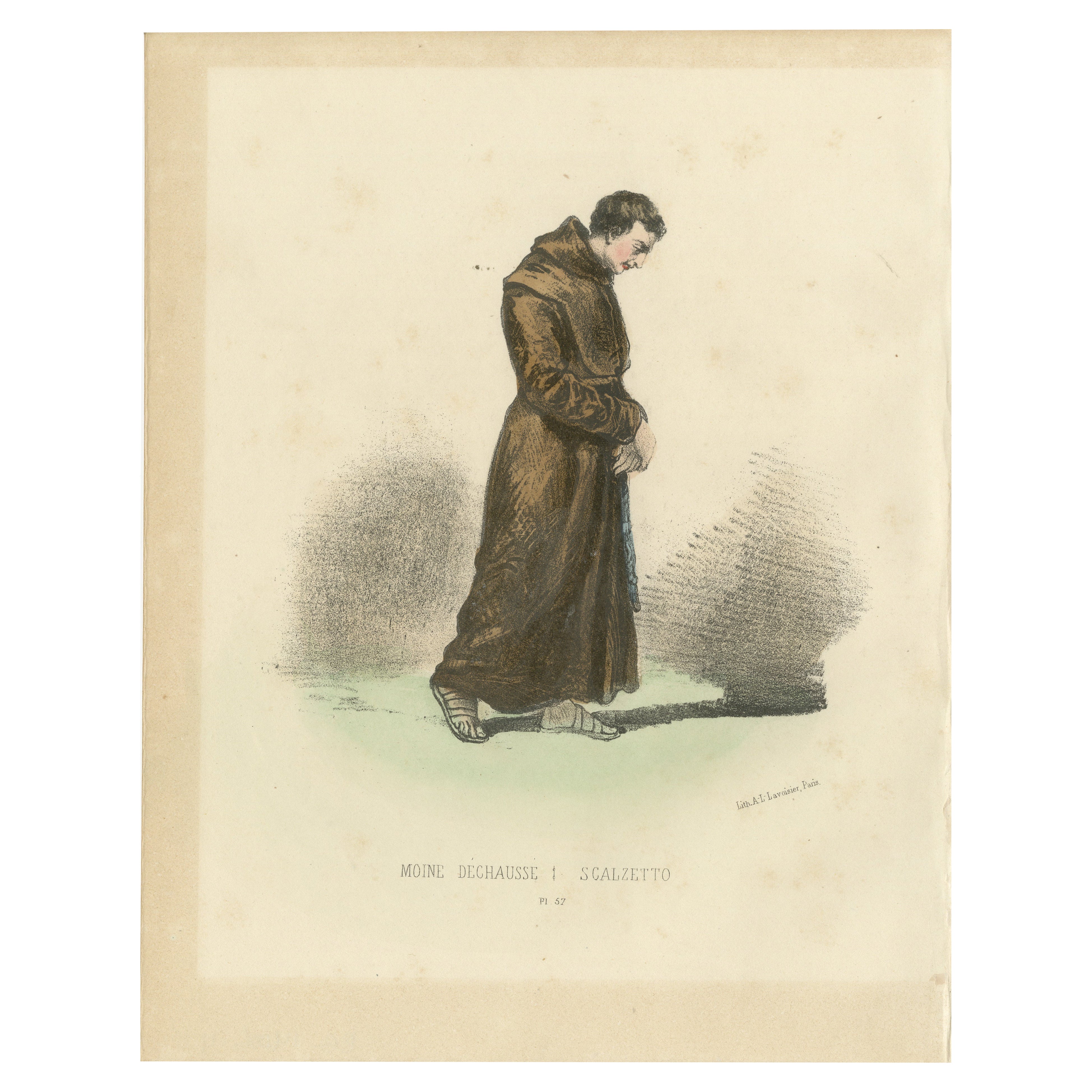 Passioniste - 1862 Litho eines leidenschaftlichen Monks aus Leidenschaft, der Humility und Einfachheit verkörpert