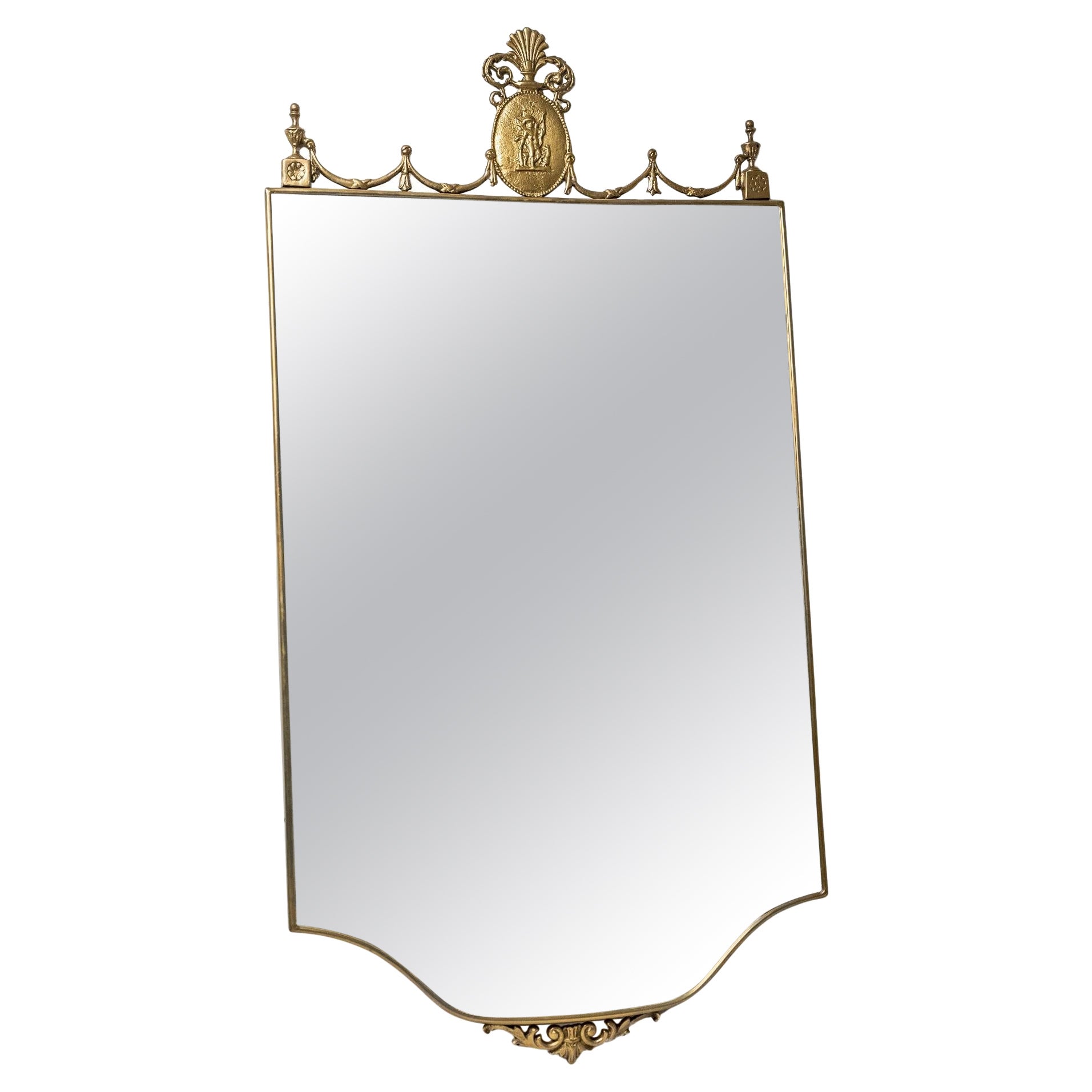 Elegant Brass Mirror Made in Italy, 1960s