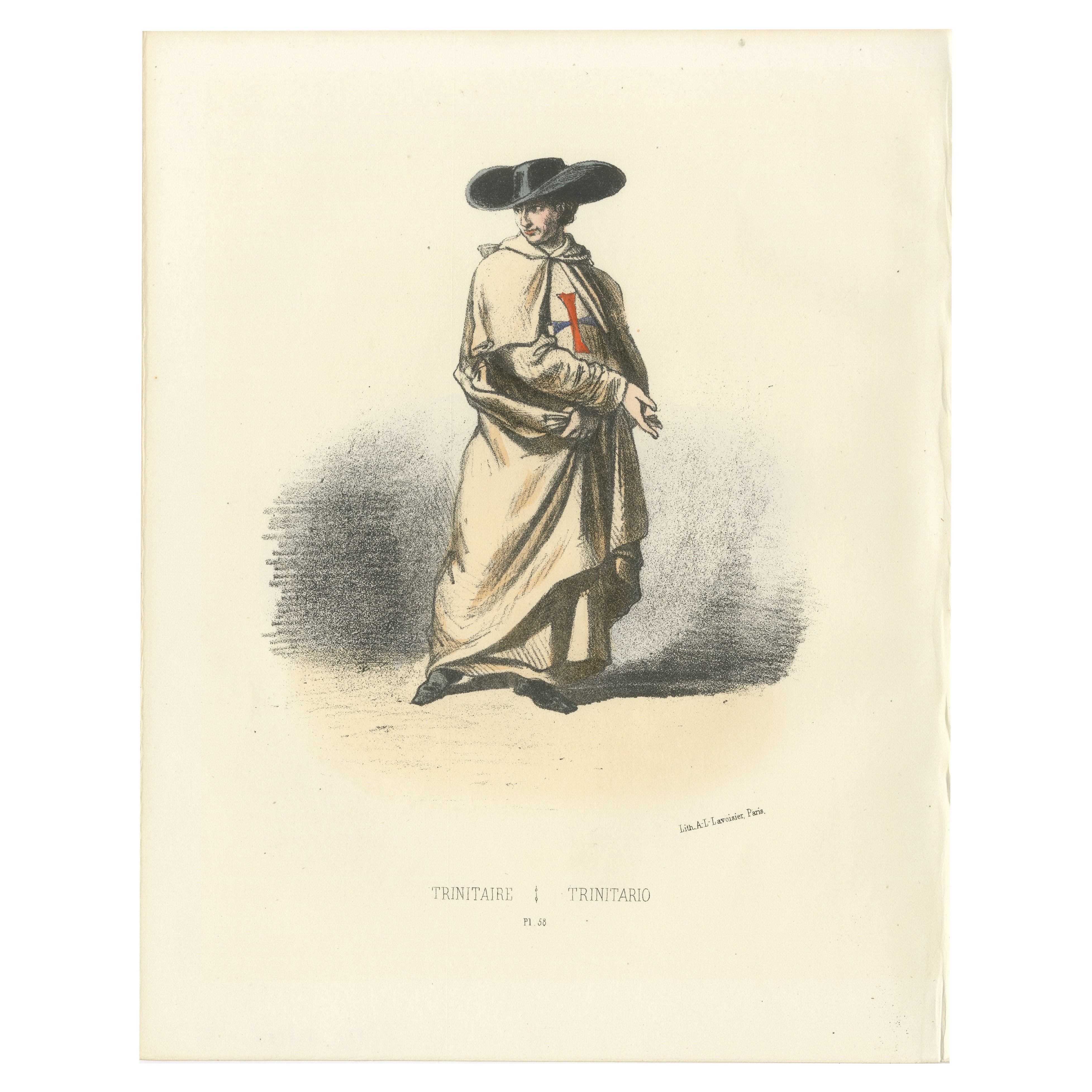 Trinitaire - Litografía de un Monje Trinitario de la Orden de la Santísima Trinidad