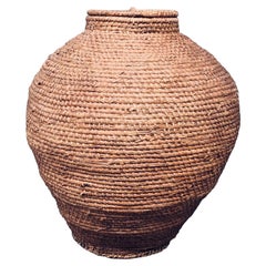 Arte popular de principios del siglo XX Cesta de paja XL primitiva