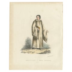 Moine de Cîteaux - 1862 Hand-Colored Lithograph of a Cistercian Monk