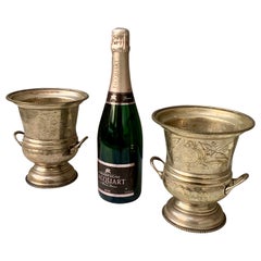 Paire de boucles de glace champagne en métal argenté français