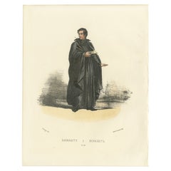 Barnabite - 1862 Hand-Colored Lithograph of a Barnabite Monk