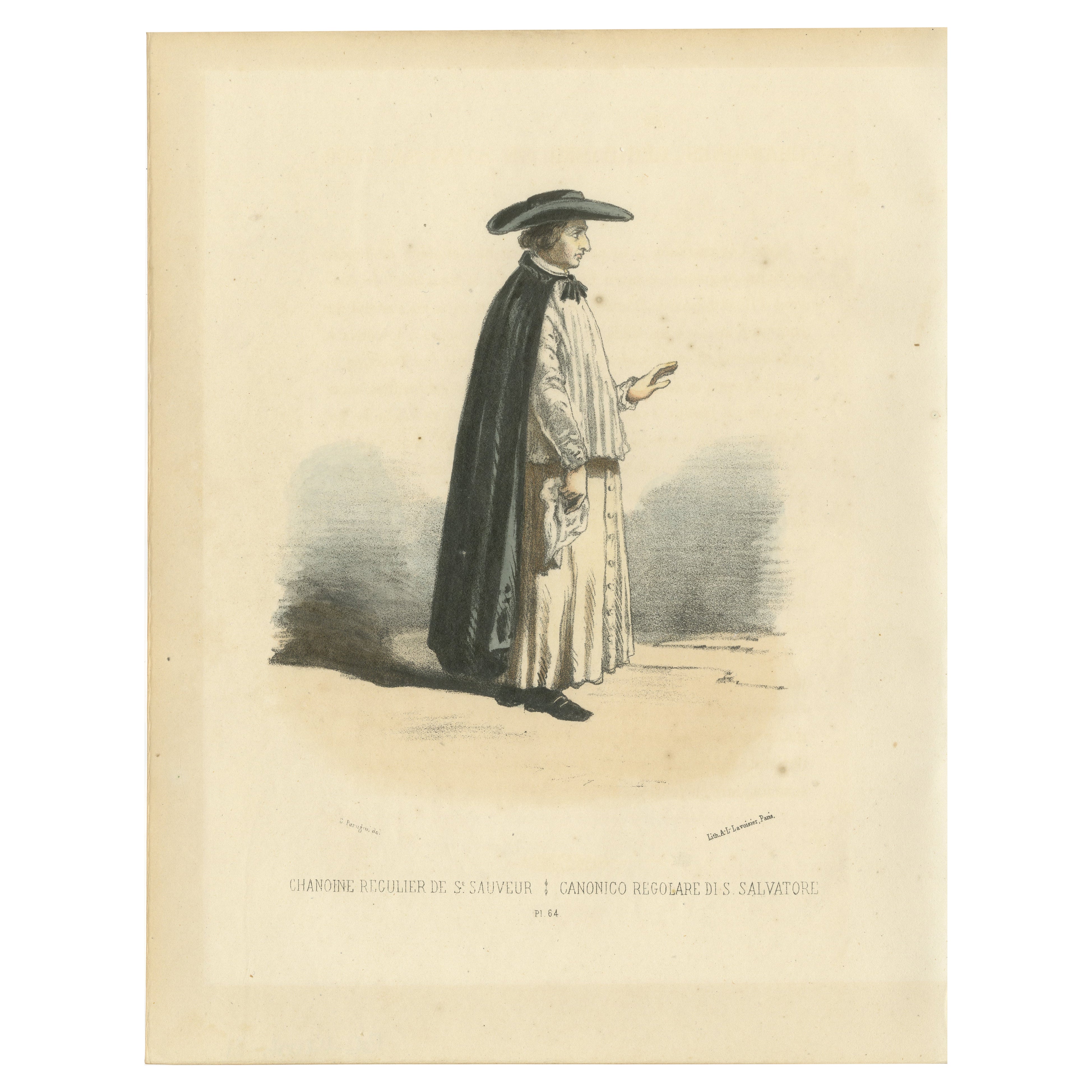 Chanoine Régulier de St. Sauveur - 1862 Litho of a Canon Regular of St. Salvator