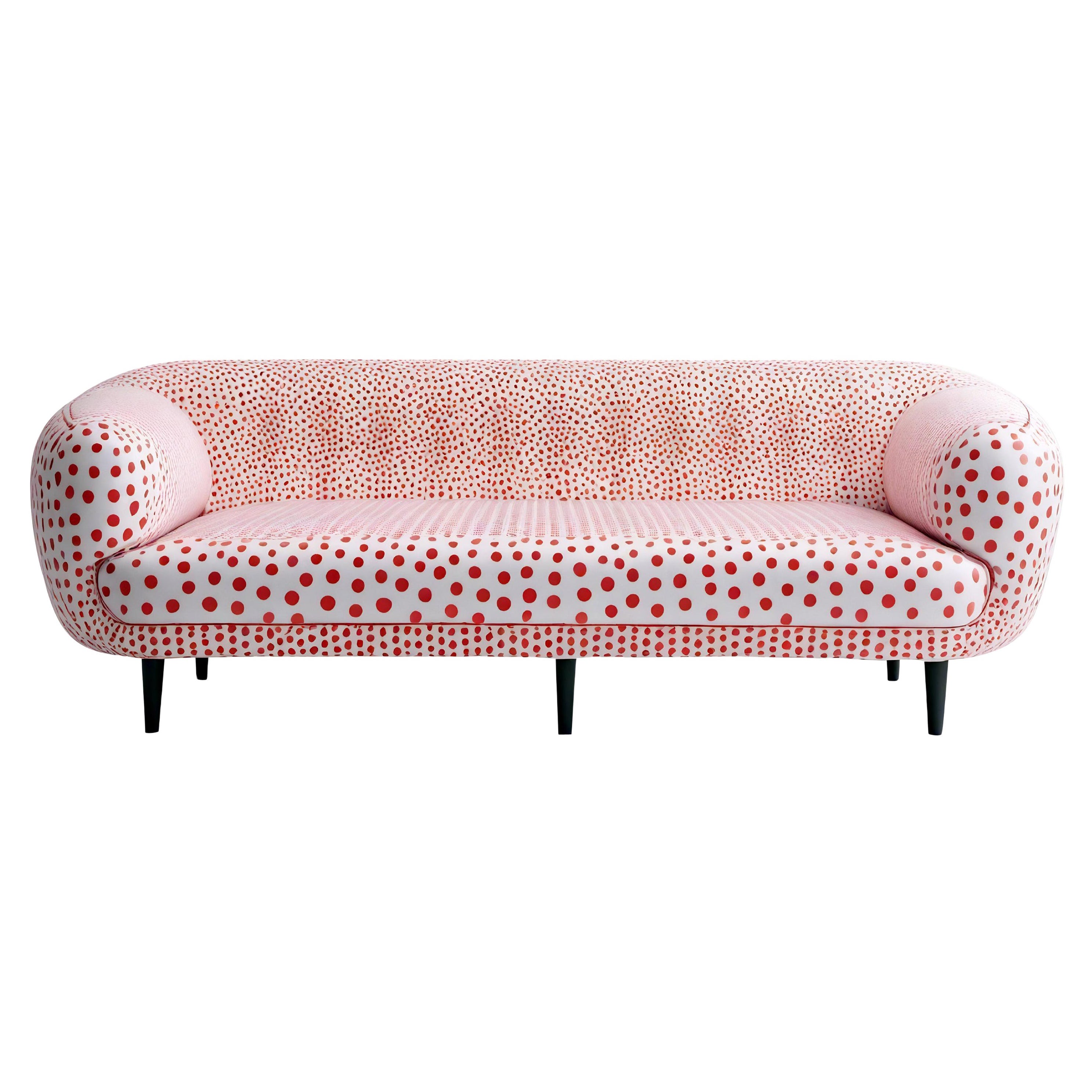 Sofá Artisanal Rojo Polkadot 3 Plazas