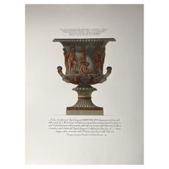 Italienische Contemporary Hand koloriert rot blau römische Vase Druck G.B Piranesi 1 von 2