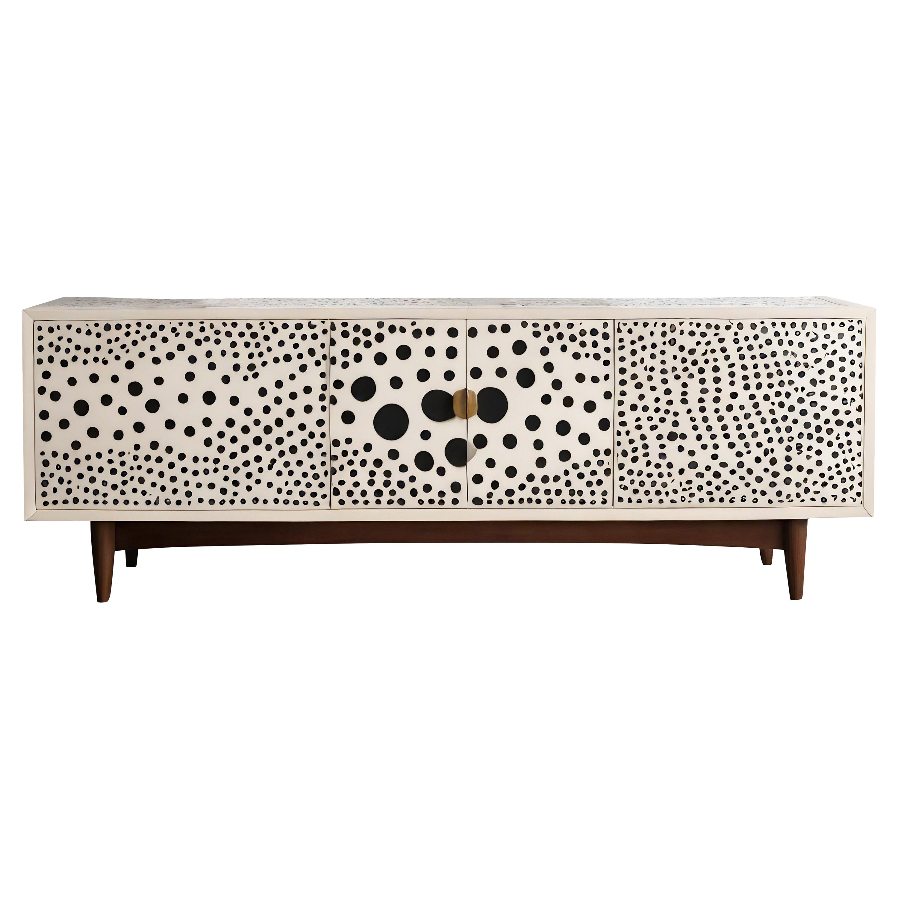 Abstract Polka Dot Inlay White Media Console
