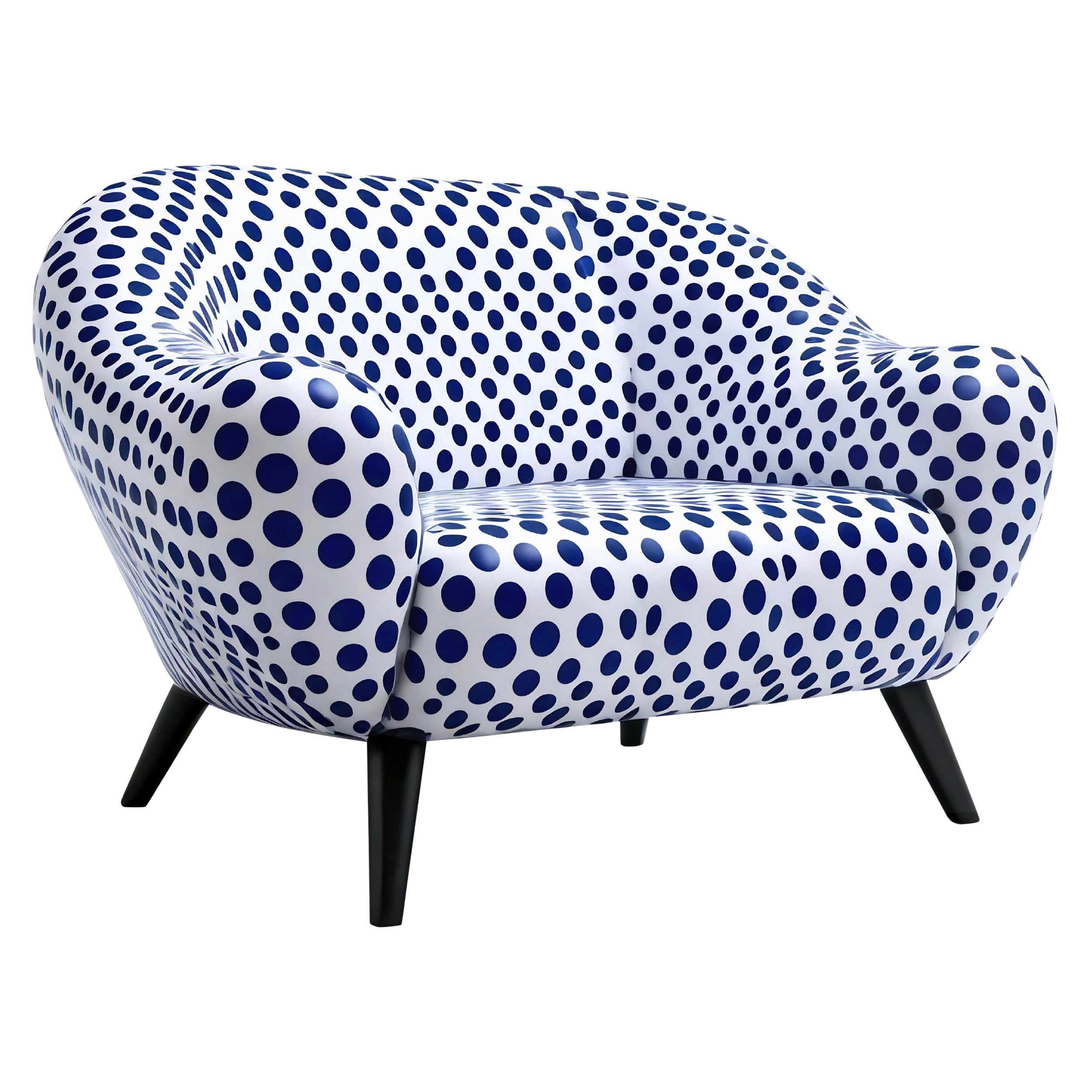 Blue Polkadot Lounge Chair For Sale