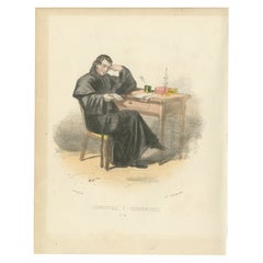 Conventuel - 1862 Hand-Colored Lithograph of a Conventual Franciscan Friar