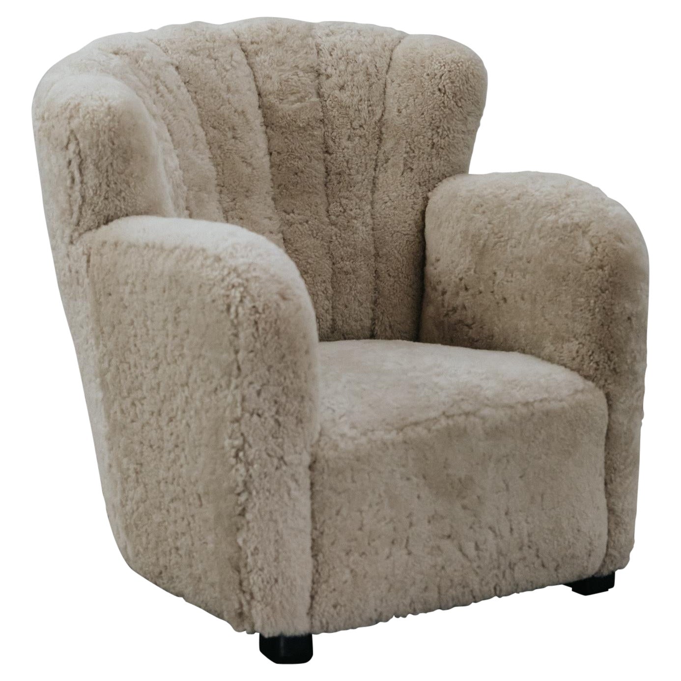 Vintage Shearling Cabinetmaker Lounge Chair From Denmark, Circa 1960