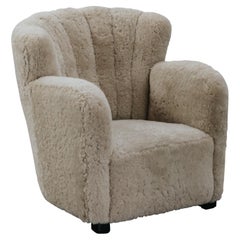 Vintage Shearling Cabinetmaker Lounge Chair From Denmark, Circa 1960