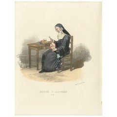 Used Augustine - 1862 Hand-Colored Lithograph of an Augustinian Nun