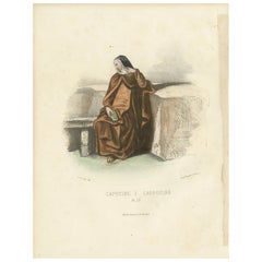 Capucine - 1862 Hand-Colored Lithograph of a Capuchin Nun