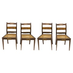 Set Of 4 Baroque Chairs, Straw Seating, 20th Century, Portugal