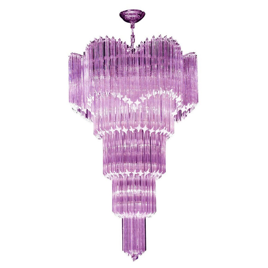 Auffälliger rosa Multitier Triedi-Kristall-Prismen-Kronleuchter