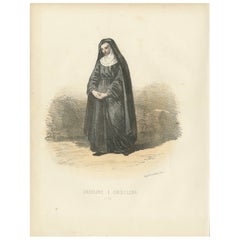 Ursuline - 1862 Hand-Colored Lithograph of an Ursuline Nun