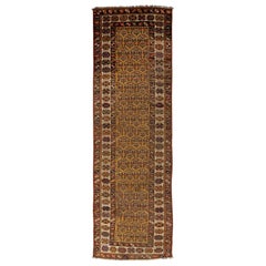 Antique Malayer Wool Runner In Tan With Allover Pattern