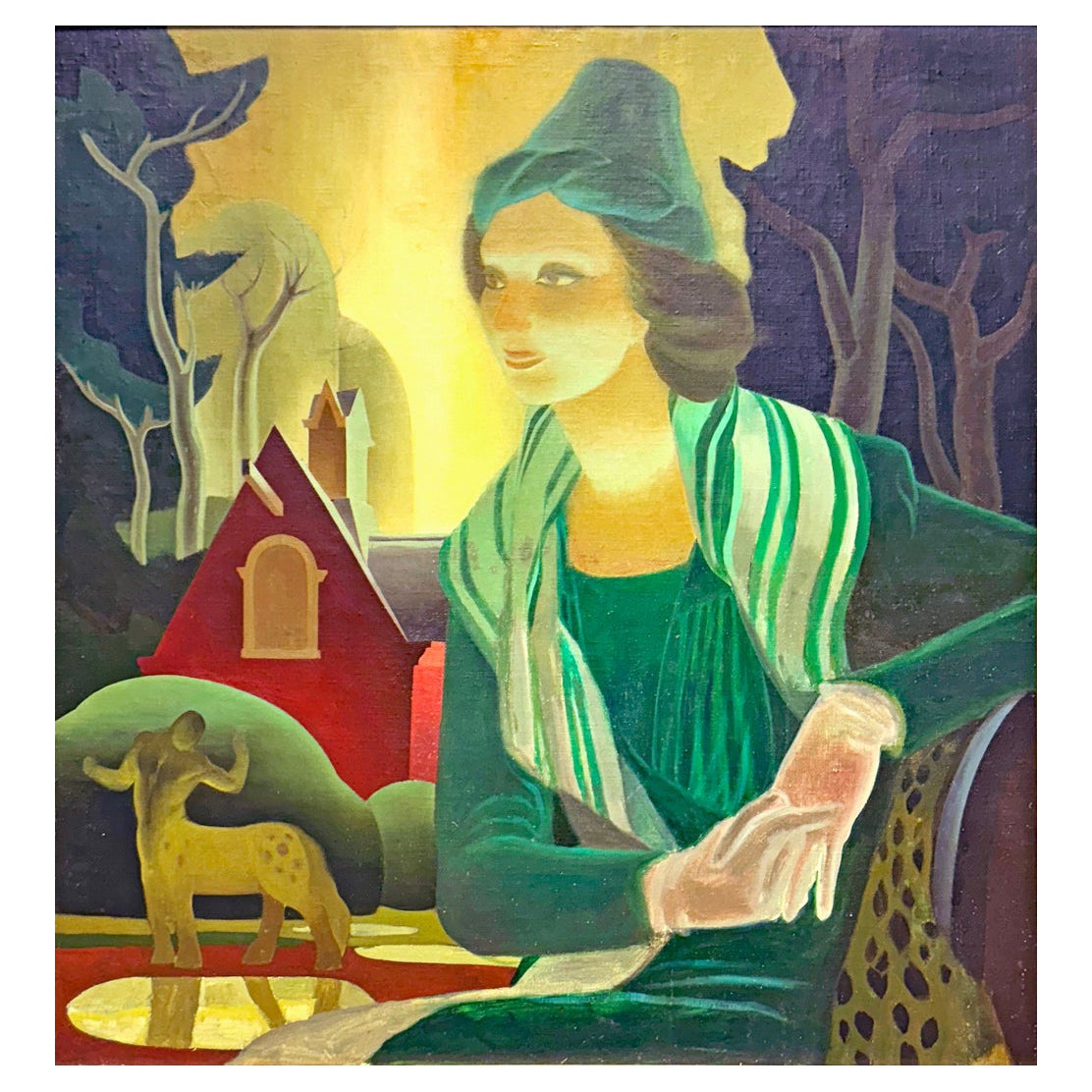 "Retrato con centauro", pintura art déco de un muralista para el Salón Estatal de Texas