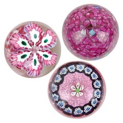 Murano Fratelli Toso and Barbini Murrine Flowers Italian Art Glass Paperweights